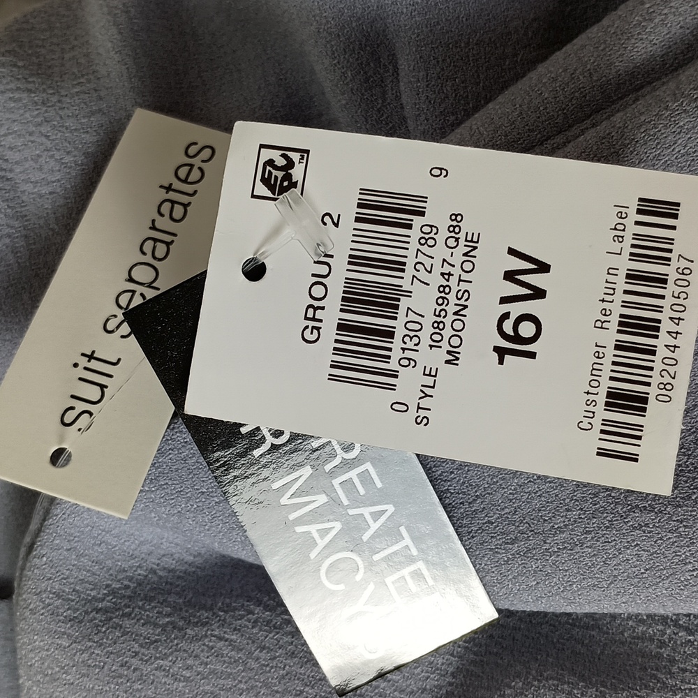 Bar III 16W Paperbag Waist Pants Moonstone Blue Gray Pleated Crepe High Rise - Picture 8 of 10